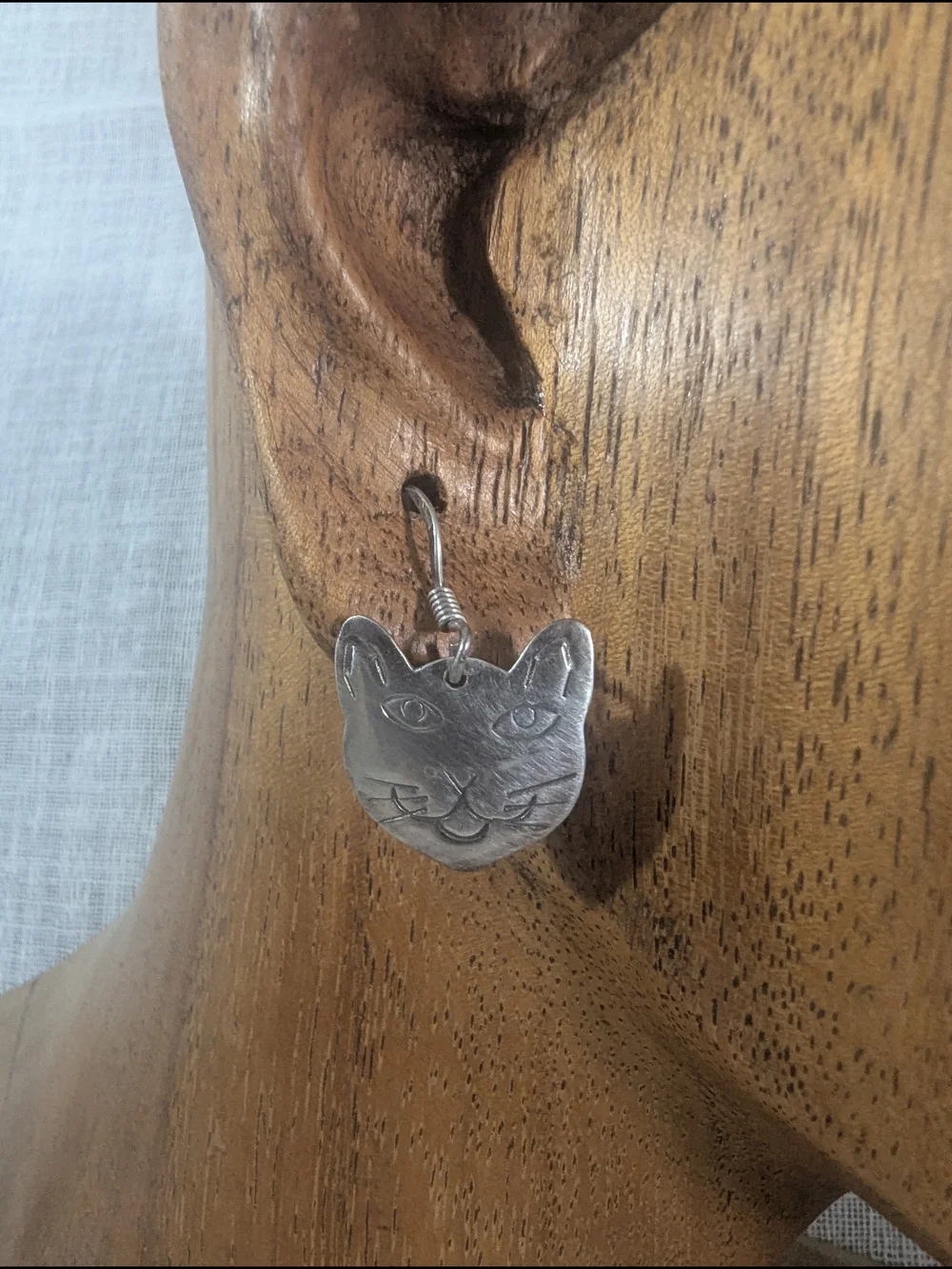 Sterling Silver Cat Face Earrings Pet Kitty Kitten Jewelry